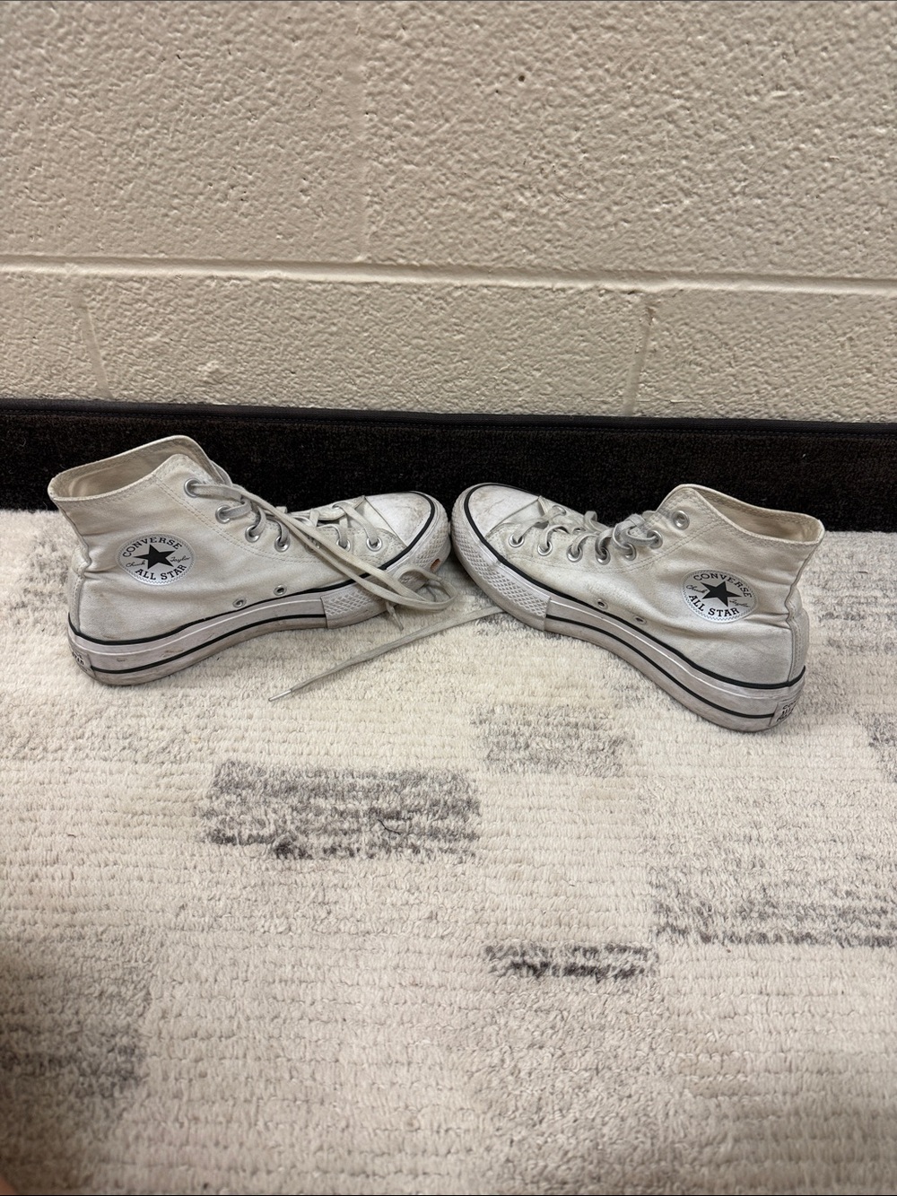 Converse White High-Top Canvas Sneakers with Black Trim - Picture 5 of 8
